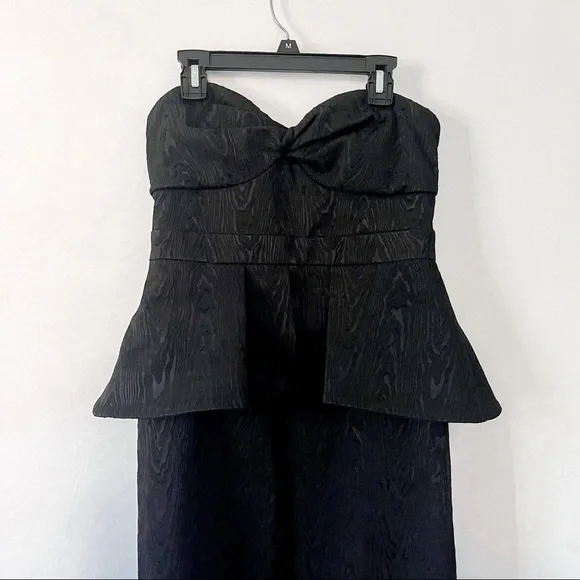 NWT Veronica Beard Allyson Black Strapless Jacquard Peplum Midi Dress Size 2 - Picture 8 of 13